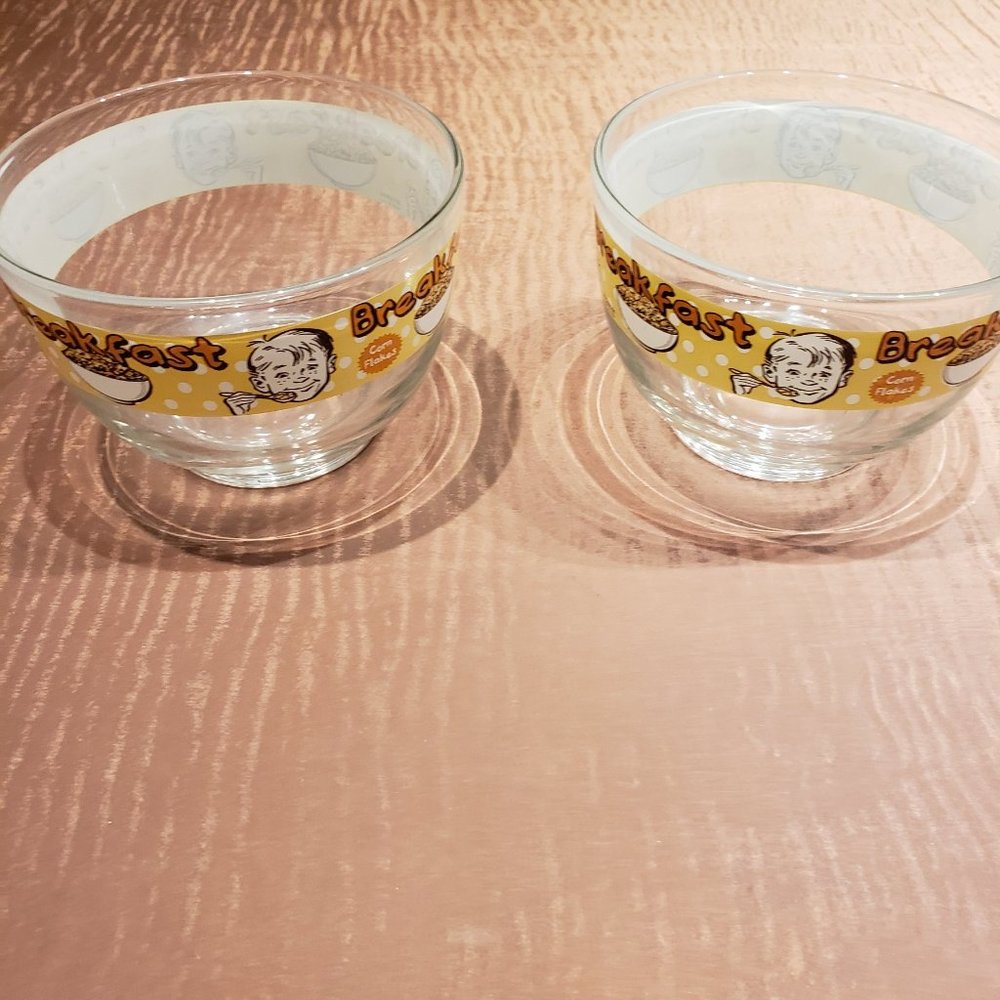 Cerve Italy Vintage Glass Cereal Bowls Cornflakes